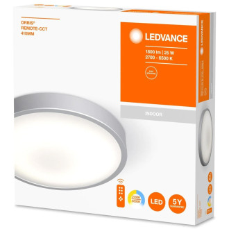 LED stropný plafón 25W strieborný 40cm okrúhly ORBIS 6500K CCT Pilot LEDVANCE