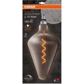 Dekoratívna LED žiarovka E27 AW188 4W  15W 140lm 1800K Warm 300° Filament Dimmable OSRAM Vintage 1906