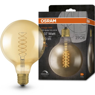 Dekoratívna LED žiarovka E27 G125 4,8W  37W 420lm 2200K Warm 320° Filament Dimmable OSRAM Vintage 1906