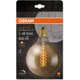 Dekoratívna LED žiarovka E27 G125 4,8W  37W 420lm 2200K Warm 320° Filament Dimmable OSRAM Vintage 1906