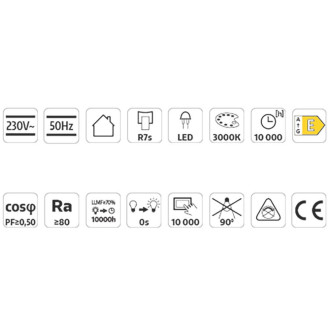 LED žiarovka R7S 8W  80W 900lm 3000K Warm 360° J78mm KOBI