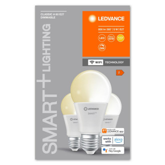 3PAK LED žiarovka E27 A60 9W 806lm 2700K Warm SMART+ WiFi Dimmable Classic LEDVANCE