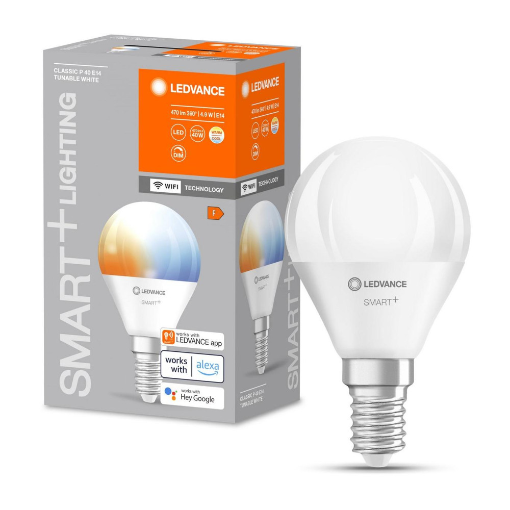 LED E14 P40 4,9W 470lm SMART+ WiFi CCT Stmievateľná mini žiarovka LEDVANCE