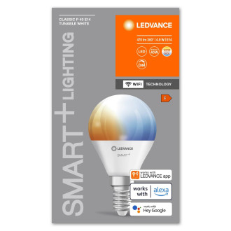 LED E14 P40 4,9W 470lm SMART+ WiFi CCT Stmievateľná mini žiarovka LEDVANCE