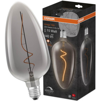 Dekoratívna LED žiarovka E27 CLA125 4W  15W 140lm 1800K Warm 300° Filament Dimmable OSRAM Vintage 1906