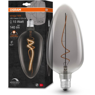 Dekoratívna LED žiarovka E27 CLA125 4W  15W 140lm 1800K Warm 300° Filament Dimmable OSRAM Vintage 1906