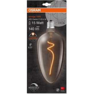 Dekoratívna LED žiarovka E27 CLA125 4W  15W 140lm 1800K Warm 300° Filament Dimmable OSRAM Vintage 1906