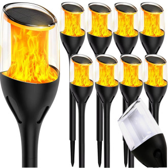 8x Vonkajšia LED solárna lampa TORCH - 65cm