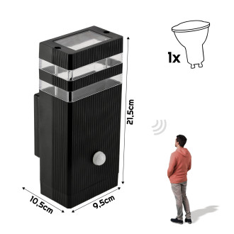 LED fasádne svietidlo 1xGU10 IP44 čierne so čidlom