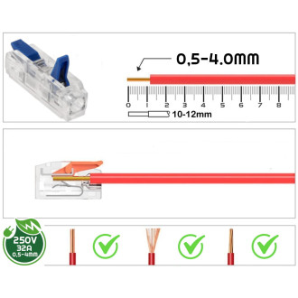 10x Spojovacia 1-káblová krabicová svorka 0,5 - 4 mm - rýchlospojka