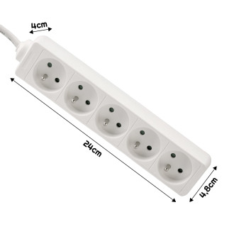 Predlžovačka - 5 zásuviek - 5 m - biela
