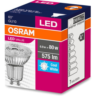 LED GU10 6,9W  80W 575lm 4000K Neutrálne 60° OSRAM Value