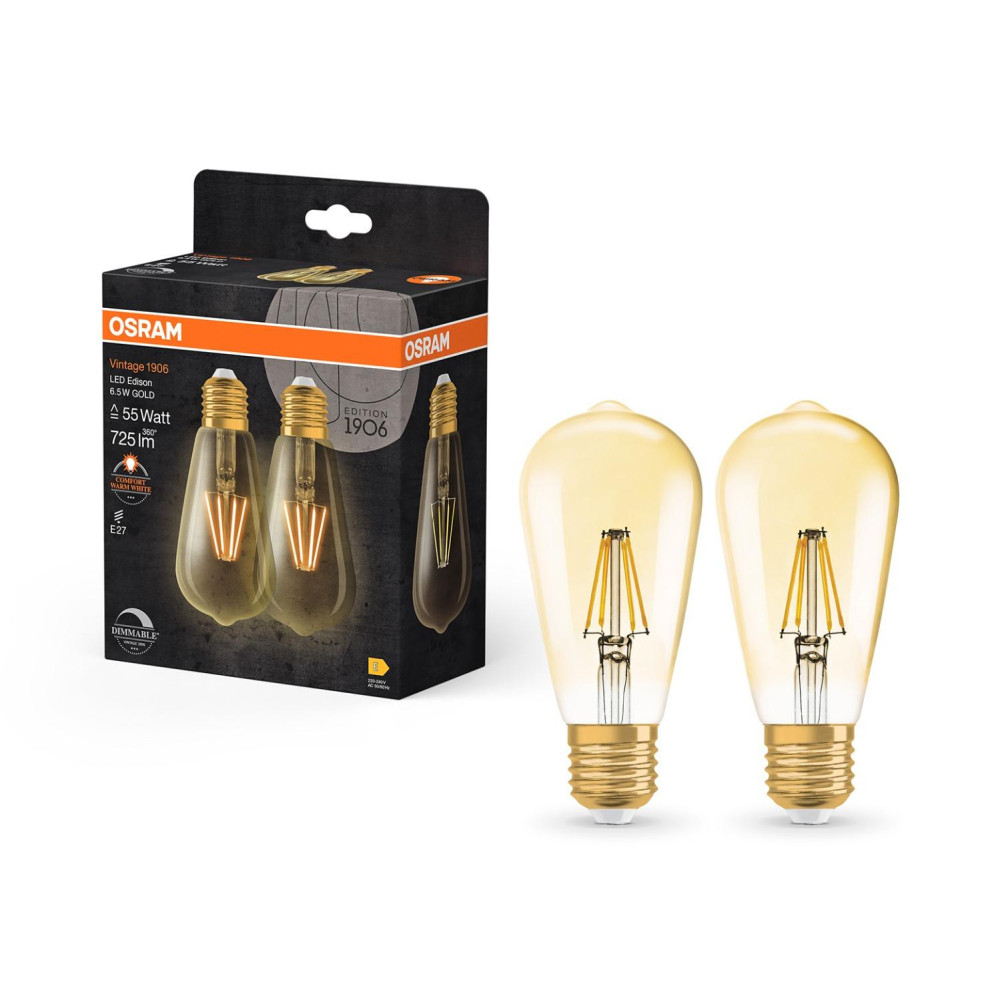 LED žiarovka E27 6,5W 725lm 2400K Warm OSRAM Vintage 1906 Stmievateľná