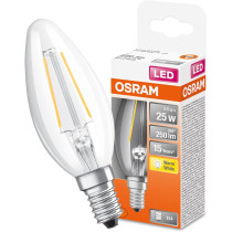 LED žiarovka E14 B35 CL 2,5W  25W 250lm 2700K Warm 300° Filament OSRAM STAR