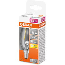 LED žiarovka E14 B35 CL 2,5W  25W 250lm 2700K Warm 300° Filament OSRAM STAR