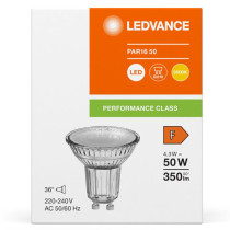 LED GU10 4,3W  50W 350lm 3000K Teplé 36° sklo LEDVANCE Trieda výkonu