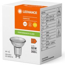 LED GU10 4,3W  50W 350lm 3000K Teplé 36° sklo LEDVANCE Trieda výkonu