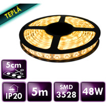 LED pásik - SMD 2835 - 5m - 600/5m - 9,6 W/m - IP20 - teplá biela