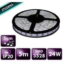 LED pásik - SMD 2835 - 5m 24W IP20 60LED/m 4,8W/m studená biela