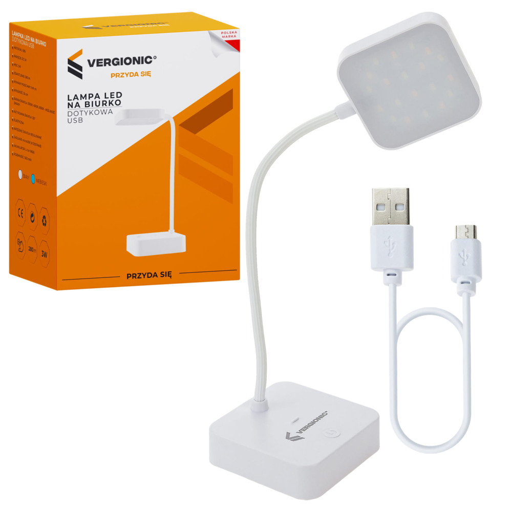 LED USB nočná lampa, biela, 35 cm