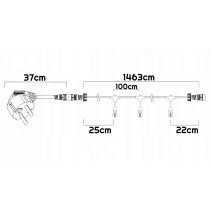 Záhradná girlanda 15m + 16x 1W LED žiarovka