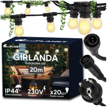 Záhradná girlanda 20m + 21x 1W LED žiarovka