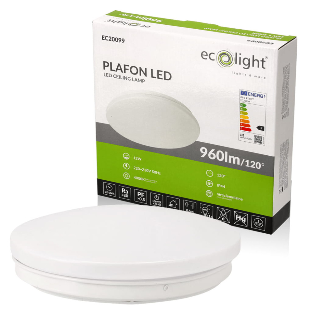 LED stropné svietidlo 12W IP44 neutrálna biela