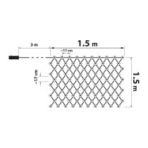 LED sveteľná sieť - 100 ks teplých bielych LED - 1,5 x 1,5 m - 230V - s diaľkovým ovládačom