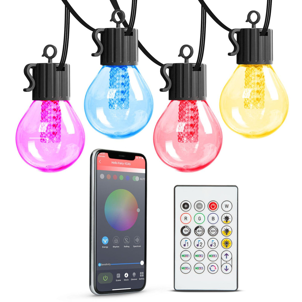 Smart sveteľná reťaz - 25 ks RGB LED - 7,5 m - bluetooth, 100-240V, 7W