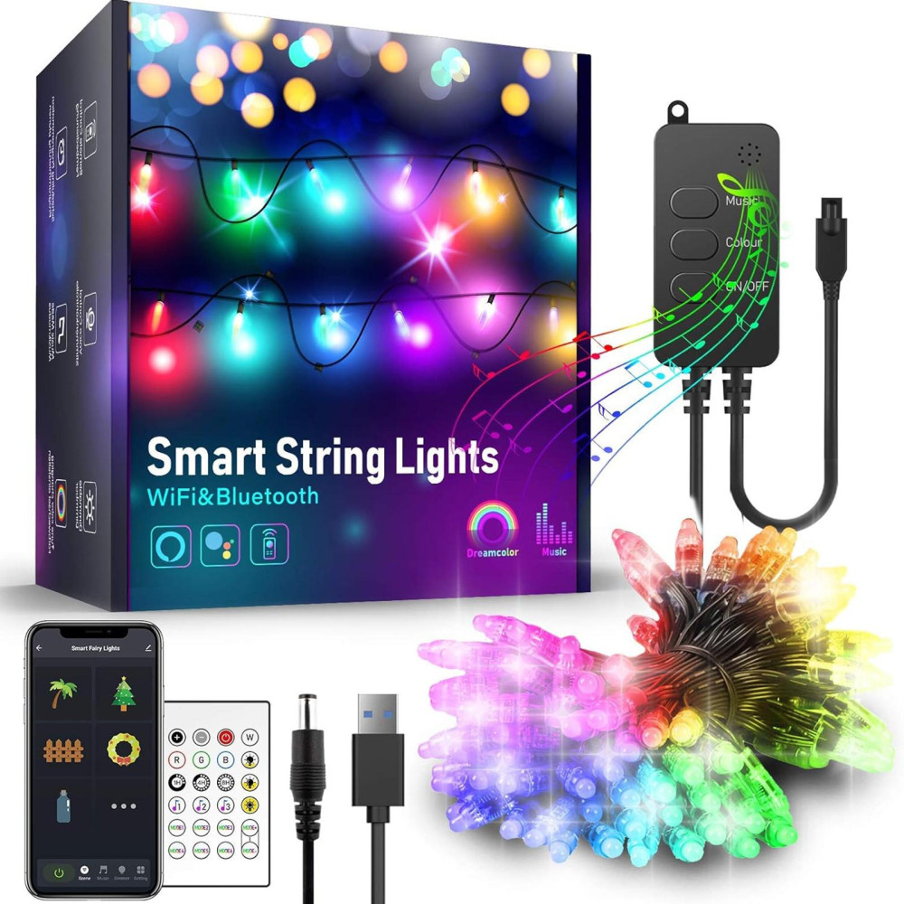 Smart sveteľná reťaz - USB - 50 RGB LED - 5 m - Wi-Fi, Bluetooth