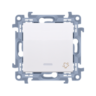 Kontakt Simon - Tlačidlo "zvonček" SIMON10 CD1L.01/11, s orientačným podsvietením LED, radenie č. 1/0, 10AX, biela