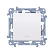 Kontakt Simon - Jednopólový spínač SIMON10 CW1L.01/11, s orientačným podsvietením LED, radenie č. 1So, 10AX, biela