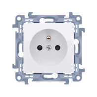 Kontakt Simon - Jedno zásuvka SIMON10 CGZ1CZ.01/11, s uzemnením s clonkami, 16A, biela
