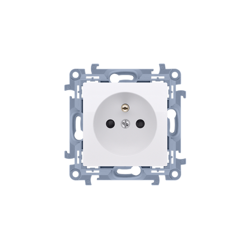 Kontakt Simon - Jedno zásuvka SIMON10 CGZ1CZ.01/11, s uzemnením s clonkami, 16A, biela