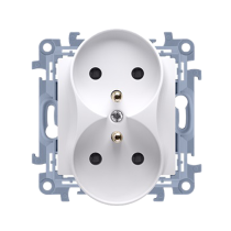 Kontakt Simon - Dvojitá zásuvka SIMON10 CGZ2MZ.01/11, 2P+T 2-násobná s clonkami, 16A, biela