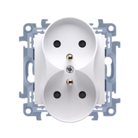 Kontakt Simon - Dvojitá zásuvka SIMON10 CGZ2MZ.01/11, 2P+T 2-násobná s clonkami, 16A, biela