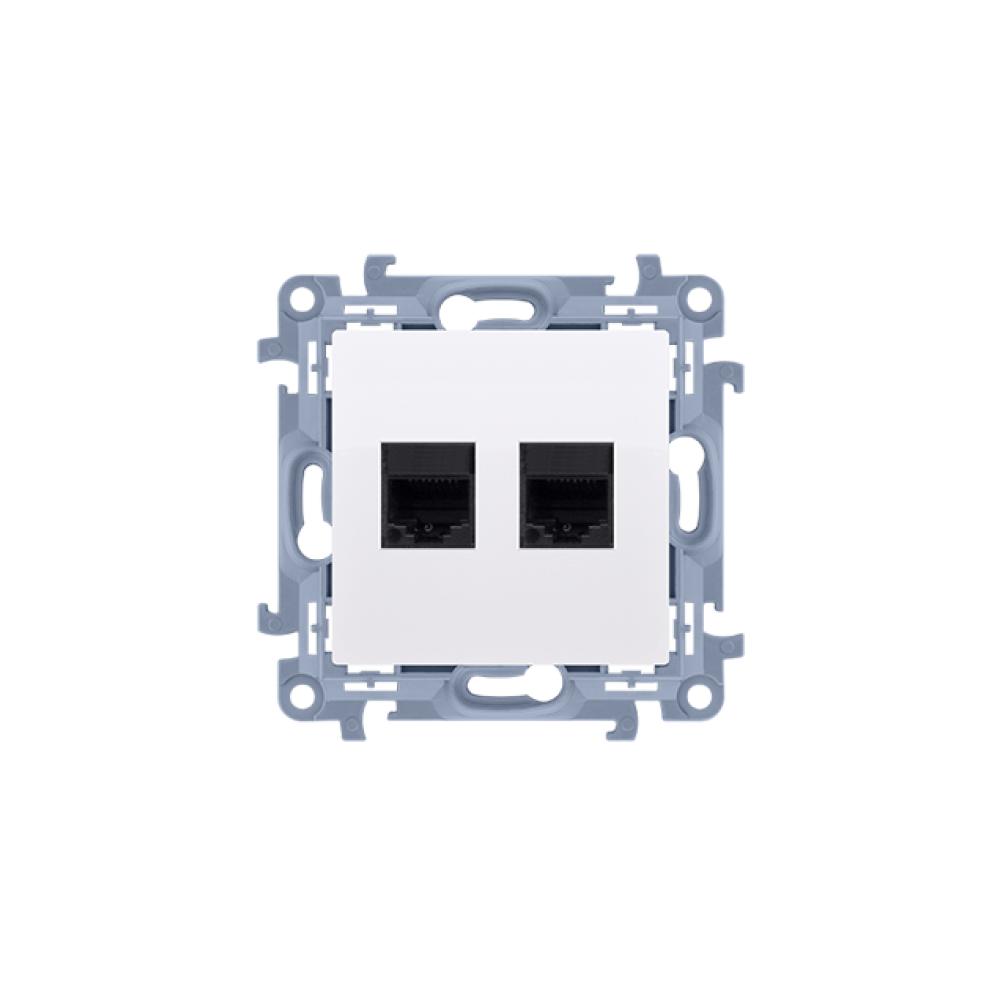 Kontakt Simon - Počítačová zásuvka SIMON10 C52.01/11, dvojitá RJ45 kategórie 5e, biela