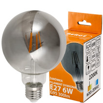 LED žiarovka G95 - E27 - 6W - FILAMENT - dymová - teplá biela