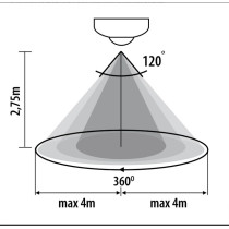 Stropný pohybový snímač PIR IP20