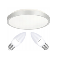 Stropné LED svietidlo SEMO-R SILVER - 2xE27 IP20 + 2x E27 10W sviečka - teplá biela