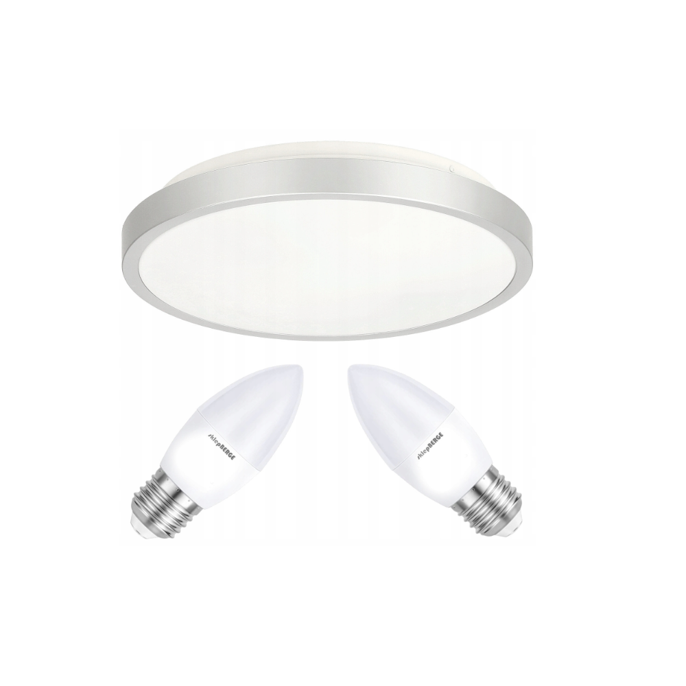 Stropné LED svietidlo SEMO-R SILVER - 2xE27 IP20 + 2x E27 10W sviečka - teplá biela