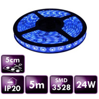 LED pásik - SMD 2835 - 5m - 60LED/m - 4,8W/m - modrý - IP20 - s konektorom