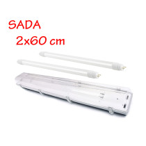 Svietidlo + 2 x LED trubica - T8 - 60 cm - 9W - studená biela - SADA