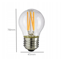 LED žiarovka - E27 - G45 - 6W - 510Lm - filament - teplá biela