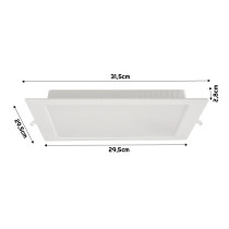 Štvorcový LED panel zapustený biely - 24W - PC - neutrálna biela