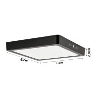 BERGE LED panel štvorcový povrchový čierny - MELA-S - 18W - 1440Lm - neutrálna biela