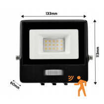 LED reflektor MASTER - 10W - IP65 - PIR - neutrálna biela