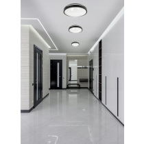 Okrúhly LED stropný panel - 2xE27 - čierny