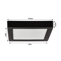 Štvorcový LED panel prisadený - čierny - 18W - PC - neutrálna biela