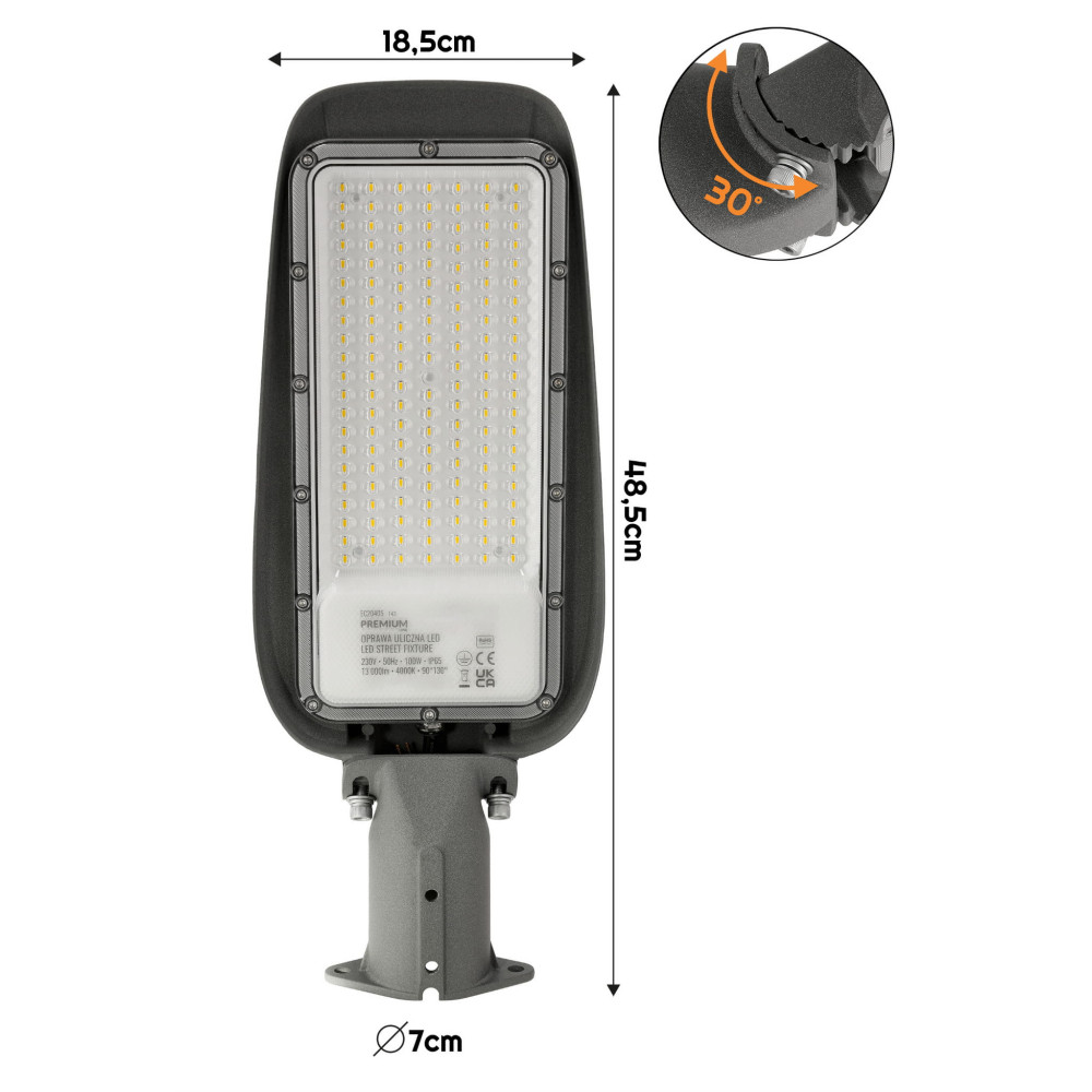 LED pouličná lampa 100W IP65 neutrálna biela